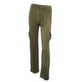 thumbnail image 6 of CHGBMOK Women's Stretch Cargo Flare Pants Elastic Drawstring Waist Casual Bootcut Pants with Button Pockets for Daily Outdoor Workout, 6 of 8