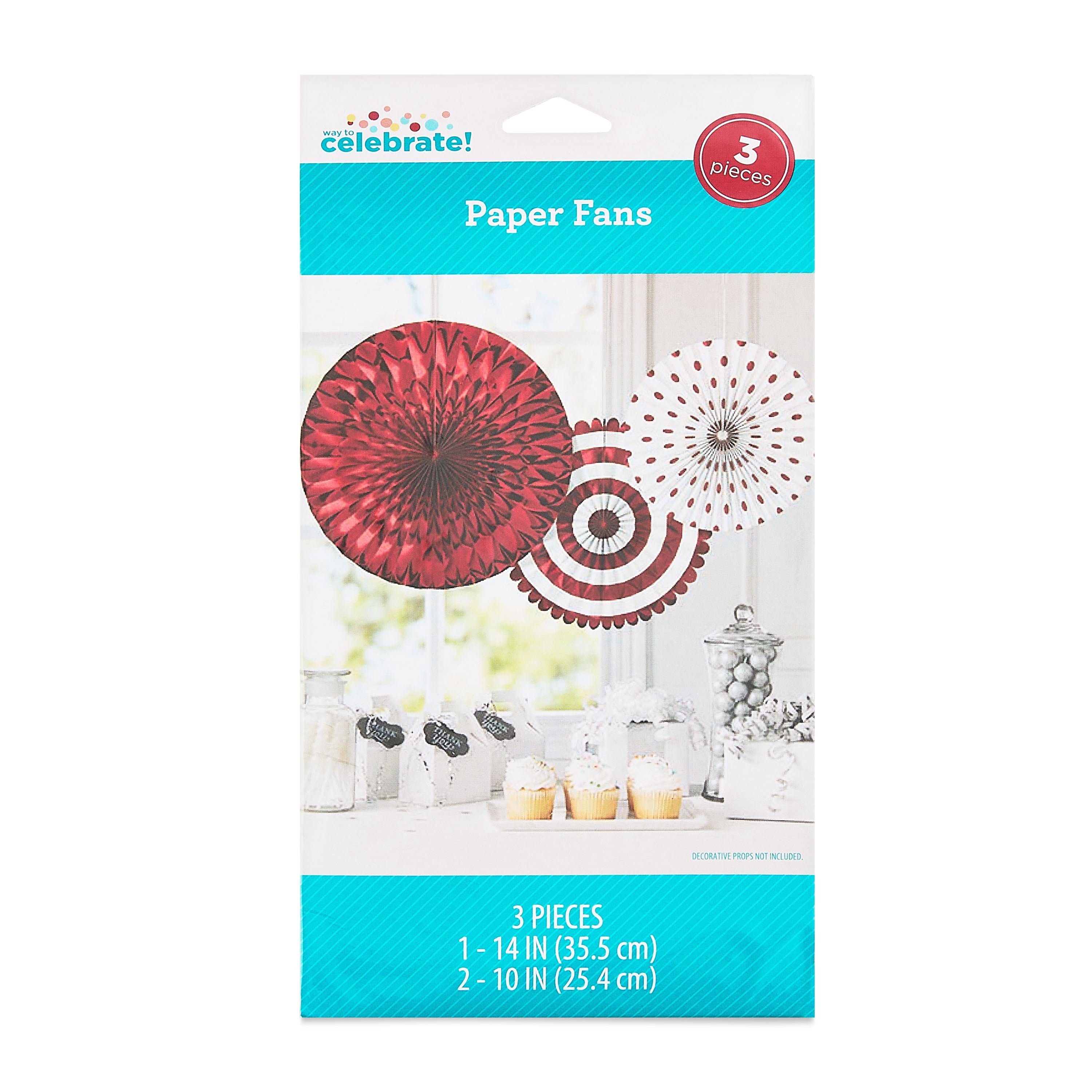 Red Paper Hanging Party Fans, 3 Pieces by Way to Celebrate