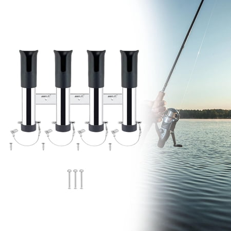 koolsoo Fishing Rod Holder 4 Tubes Organizer Links Vertical Support Side Mounted Fishing Pole Stand Pole Rest for Boat RV Canoe Yacht black
