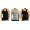 thumbnail image 3 of Knocker Men's 3 Tank Top Undershirts A-Shirt - Large, 2 Black,1 Gray, 3 of 3