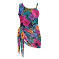 thumbnail image 6 of Whosucclay Tropical Flowers Black Girls' One Piece Swimsuit with Cover Up, Polyester Material Removable Bra Adjustable Strap Girl's One Piece Swimsuits for Vacation, 9-10 Years Old, 6 of 9