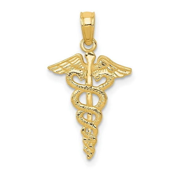 Finest Gold 10K Caduceus Pendant