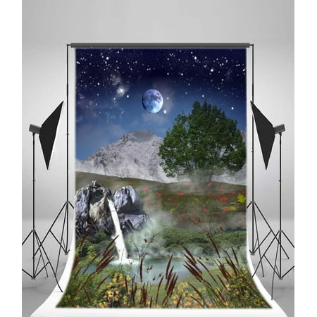 hellodecor polyster photography planet backdrop 5x7ft night scene