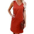 thumbnail image 1 of Pompotops Robe d'Été Décontractée Sans Manches à Col en V avec Poche pour Femmes, 1 of 6