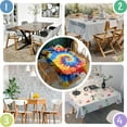 thumbnail image 4 of Colorful Tie Dye Spiral Pattern Rectangle Tablecloth 60"x84",Waterproof Polyester Rectangle Table Cloth, Wipeable Spillproof Polyester Tablecloth for Dining, Camping, Indoor and Outdoor, 4 of 5