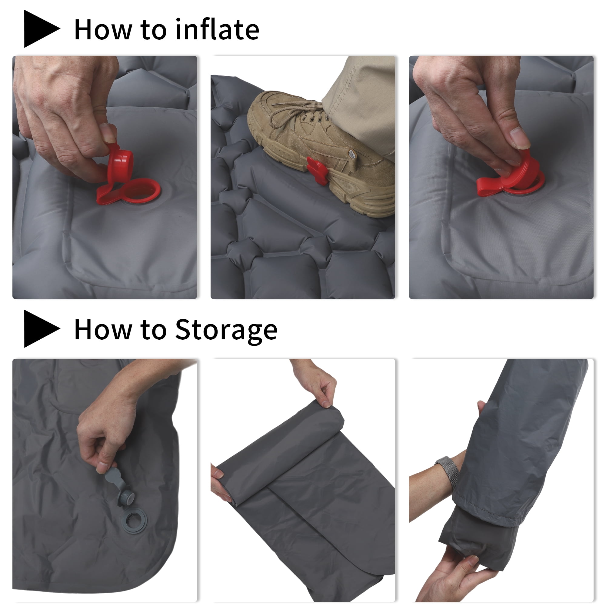 Unique Bargains Camping Sleeping Pads Non Spliceable Camping Mat With Pillow Foot Gray