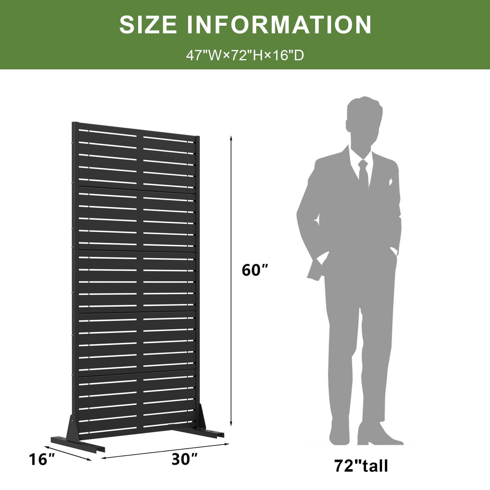 MAYEERTY 59x30 Black Outdoor Natural Privacy Panel Screen, 5 Piece Set Natural Folding Divider for Backyard and Garden