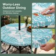 thumbnail image 5 of Round Outdoor Tablecloth with Umbrella Hole and Zipper, Aqua Coastal Tablecloth with Elastic Waterproof, Beach Starfish Nautical Coral Shell Summer Patio Table Covers for 55" - 60" Pool Tables, 5 of 9