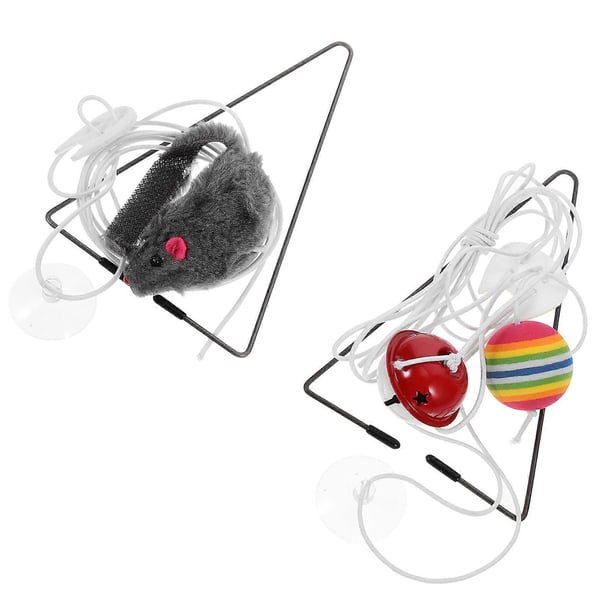 Cat Teasing Wand with Mouse Bell Design Interactive Hanging Cat Toy for Kitten and Cat Self Entertainment