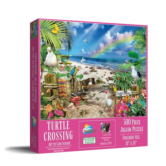 SUNSOUT INC - Turtle Crossing - 500 pc Jigsaw Puzzle by Artist: Lori Schory - Finished Size 18" x 24" - MPN# 35274