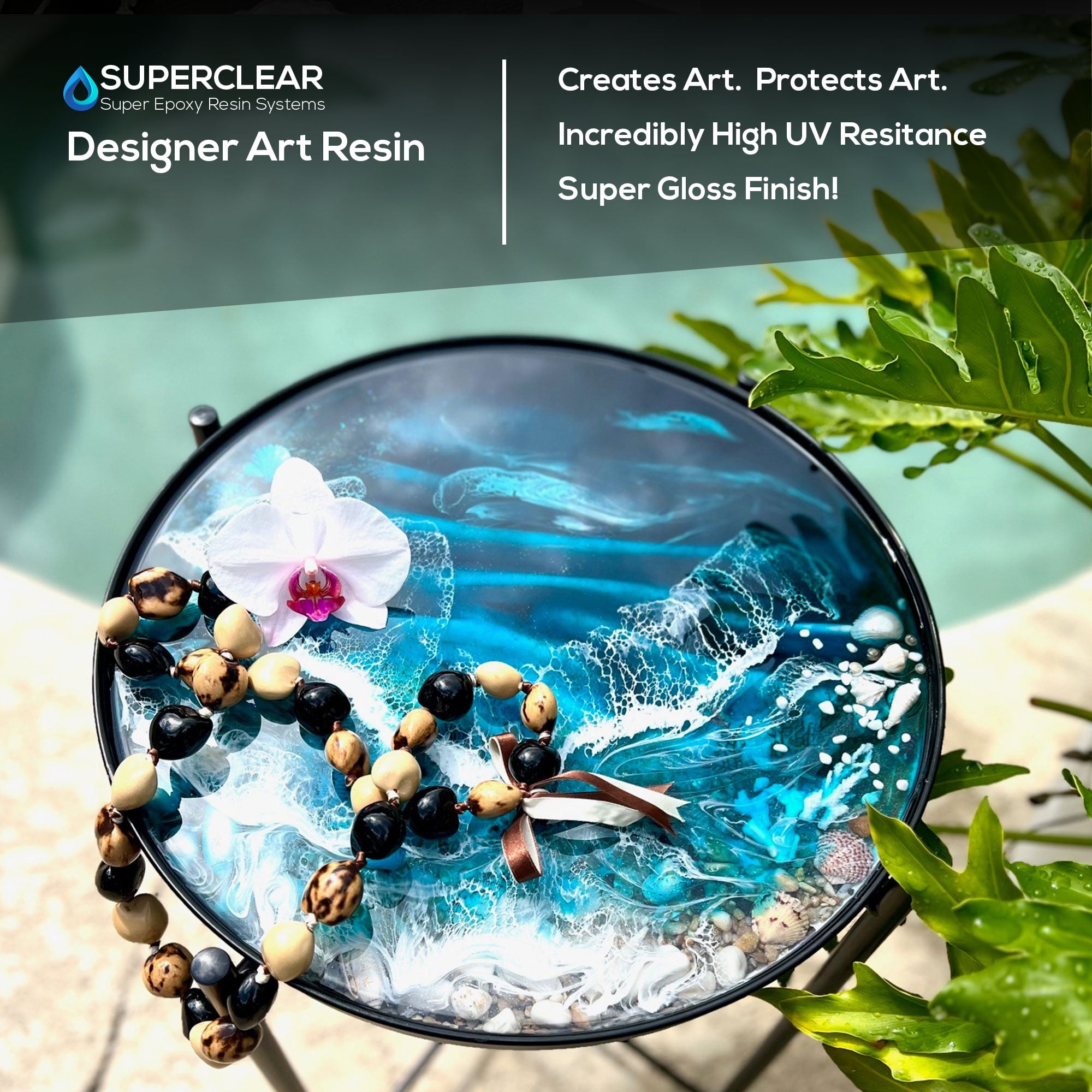 Superclear Designer Art Resin 1 Pint Kit, Clear Epoxy for Crafts, Jewelry, Wood Art, and Decor, Bubble Free High Gloss Finish, Food Safe, Made in the USA
