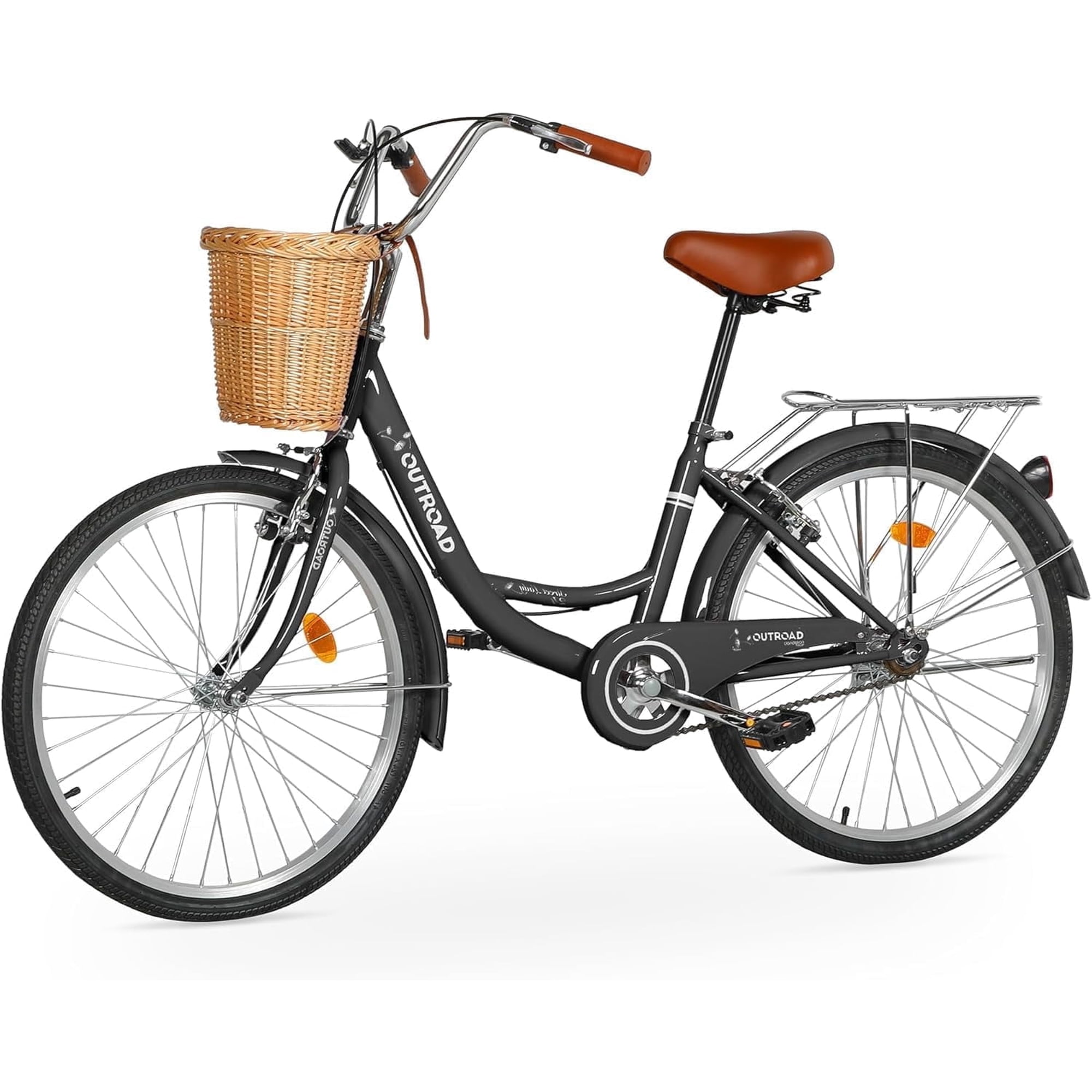 Marknig Cruiser Bike, 26 inch Beach & City Cruiser Bicycle for Adult Men and Women with Carbon Steel Frame and Rear Rack/Basket,Black