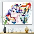 thumbnail image 2 of Designart ' Beautiful Young Woman With Colorful Hair ' Traditional Canvas Wall Art Print, 2 of 4