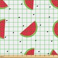 thumbnail image 2 of Ambesonne Watermelon Fabric by the Yard Upholstery, Fruit Slices Artwork, 3 Yards, Dark Coral and Lime Green, 2 of 5