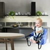 ANQIDI Hooks on Chair with Back Storage Bag, Blue Linen+Black Steel Pipe Dining High Chairs for Babies and Toddlers