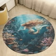 thumbnail image 4 of Mermaid Glitter Fish Scale Girls Round Small Area Rug, Print Non Slip Washable Floor Mat, Soft Throw Rug for Living Room, Powder Room Entryway, Bathroom, Bedside, 4 of 6