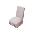 thumbnail image 2 of PPgejGEK Stretch Dining Chair Cover with Short Ruffle Skirt - Universal Fit Pink Flock Chair Slipcover, All-in-One Backrest & Seat Cushion Protector for Home Kitchen Dining Room Living Room, 2 of 5