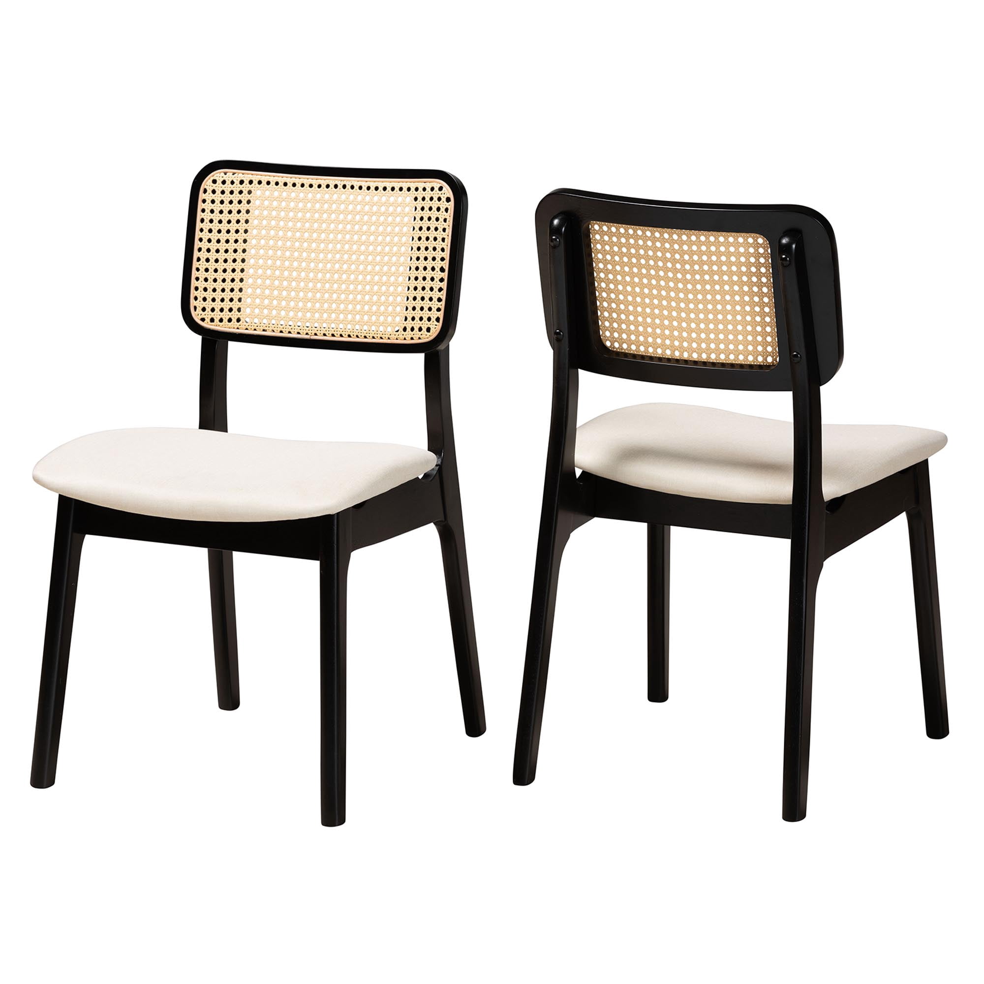 Baxton Studio Ballerina Rattan BOHO Dining Sets, 5-Piece, Black