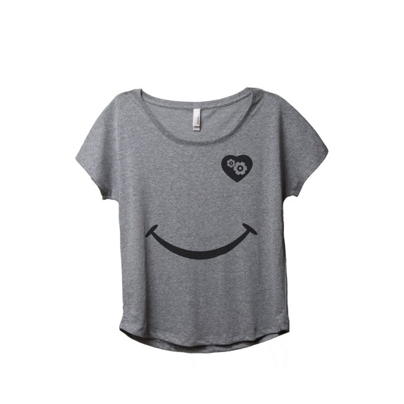 Thread Tank Smiley Gear Heart Women's Relaxed Slouchy Dolman T-Shirt Tee Heather Grey Small