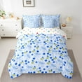 thumbnail image 2 of jejeloiu Ribbon Bow Knot 7pcs Bedding Comforter Set,Blue Flowers Floral Queen Bedding Sets For Kids Reversible, 2 of 8