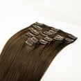 thumbnail image 6 of SAYFUT Soft Human Hair Extensions 18" Long Straight 18 Clips 8 Pieces Thick Full Head Clip dark brown For Women Ladies Cosplay, 6 of 7
