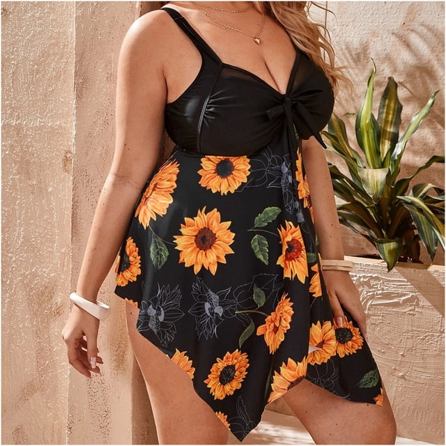 TIMIFIS Women's One Piece Swimsuit Tummy Control V Neck Bathing Suits Plus Size Swimsuit Women