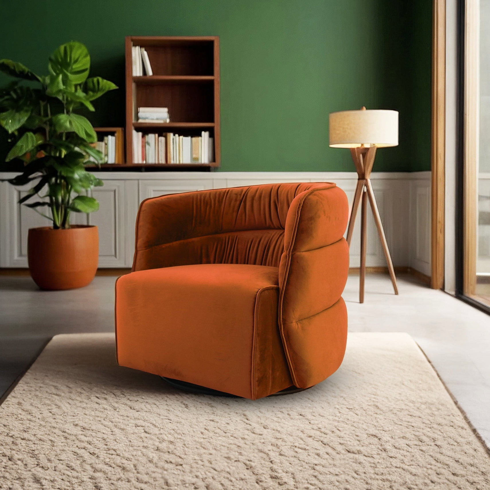 velvet swivel chair burnt orange product