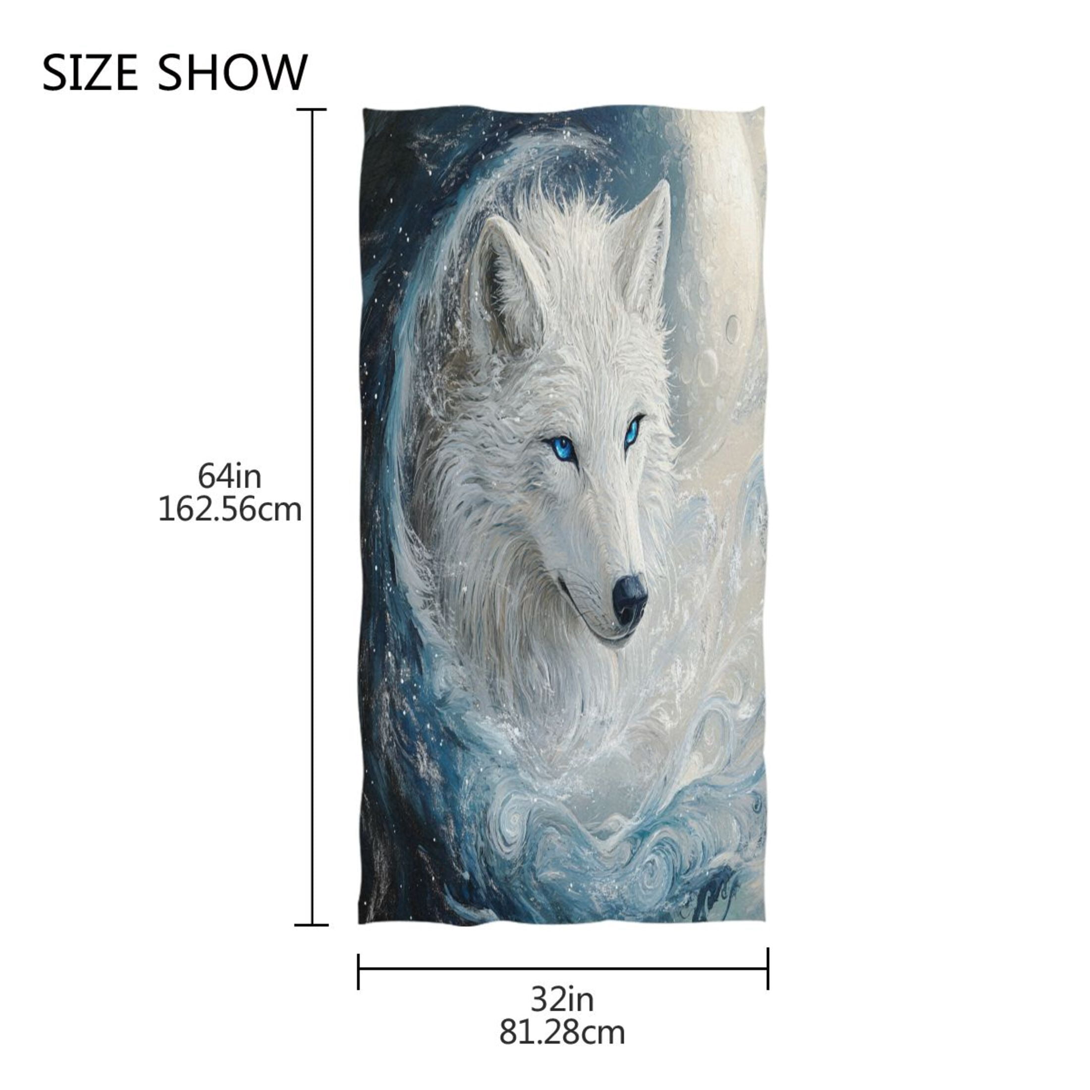 Qxltty White Wolf with Blue Eyes Extra Large Bath Towel 32"x64" Super Soft Highly Absorbent Quick Dry Shower Towel for Hotel Bathroom Guest Spa Gym
