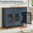 thumbnail image 2 of Joaxswe Farmhouse Sideboard Buffet with Pattern Glass Doors, Accent Cabinet Console Table TV Stand, Blue, 2 of 8
