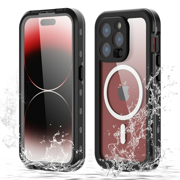 ELEHOLD for iPhone 15 Pro Waterproof Case, Built-in Screen Protector Full-Body Rugged Shockproof Military Drop Proof IP68 Underwater Heavy Duty Magnetic Case for iPhone 15 Pro - 6.1inch,Black