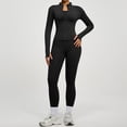 thumbnail image 4 of Women's Zipper Jacket and Leggings Set, High Waist Workout Outfit with Tummy Control, Butt Lifting Yoga Pants and Long Sleeve Top for Running, Gym, Yoga and Casual Sportswear Black, 4 of 7