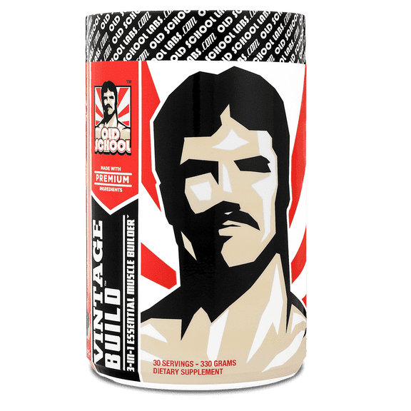 OLD SCHOOL VINTAGE BUILD  Naturally Flavored BCAA, Creatine, Glutamine, Post-Workout, Lean Muscle Building Recovery Powder, Electrolytes, Unflavored, No Useless Additives, 100% Vegan
