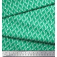 thumbnail image 2 of Soimoi Green Silk Fabric Stripe & Leaves Printed Fabric 1 Yard 42 Inch Wide, 2 of 3