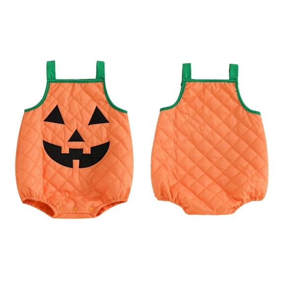 Baby Sweetie Toddler Baby Boy Girl Halloween Outfit Sleeveless Pumpkin Print Romper Bodysuit Pumpkin Clothes