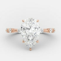 2.5CT Pear Cut Dainty Pave Setting Solitaire Moissanite Engagement Ring in 10K Rose Gold