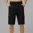 thumbnail image 2 of Eryao Black Big and Tall Men's Cargo Shorts Elastic Waist Casual Drawstring Shorts with Multi Pockets Summer Knee Length Beach Vacation Shorts,XXXL, 2 of 8