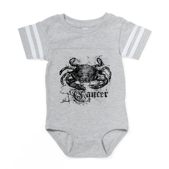CafePress - Zodiac Distressed Cancer_Wh - Cute Infant Baby Football Bodysuit