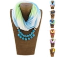 thumbnail image 3 of Trayknick Foulard pour Femme Été Dégradé Coloré Respirant Doux Résistant au Soleil Léger Pierres en Résine Pendentif Foulard Collier Foulard Tenue d'Extérieur Rouge, 3 of 13
