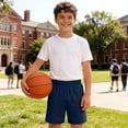 thumbnail image 5 of ZACPNCV Kids Athletic Shorts with Pockets, Quick Dry Breathable Shorts for Basketball, Soccer, Summer Outdoors, 5 of 6