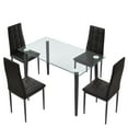 thumbnail image 3 of uhomepro Black Kitchen Table Set, 5 Pieces Dining Table Set, Tempered Glass Dining Table and Chairs Set for 4, Upgraded Iron Dining Room Table Set with 4 PU Leather Chairs, XL, 3 of 8