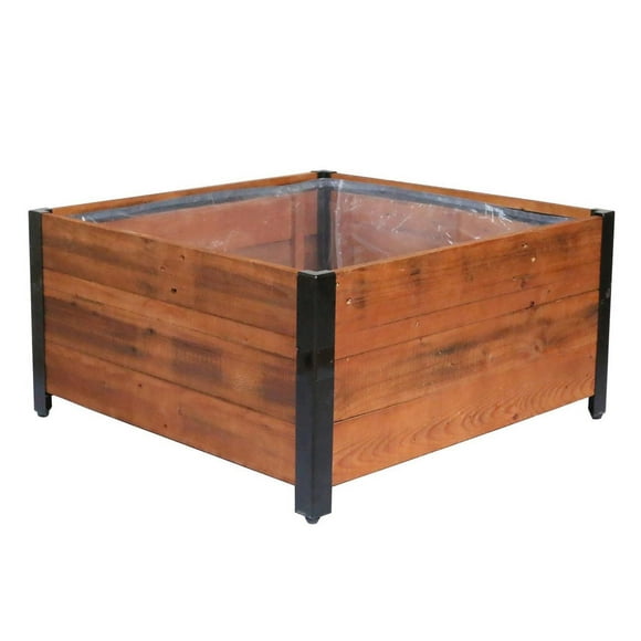 Grapevine Urban Garden Low Profile Planter, FSC Recycled Wood , Square, 30IN, Natural Brown