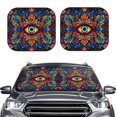 thumbnail image 2 of Disketp Vibrant Psychedelic Eye Pattern 2 Piece Windshield Sunshades,Folding Windshield Sun Shade for Car SUV Trucks Sedan,Blocks UV Rays Sun Visor Protector-Small, 2 of 6