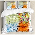 thumbnail image 3 of Tree Duvet Cover Set Twin Size, Seasonal Tree Branches with Flowers Spring Summer Autumn Winter Growth Theme Artwork, Decorative 2 Piece Bedding Set with 1 Pillow Sham, Multicolor, by Ambesonne, 3 of 3
