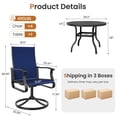 thumbnail image 4 of UDPATIO 5-Piece Outdoor Swivel Bistro Set, 360° Swivel Patio Chairs with 39" Round Metal Table with Umbrella Hole, All Weather Dining Set for Backyard Balcony, Navy Blue, 4 of 8