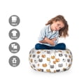 thumbnail image 2 of Kitten Storage Toy Bag Chair, Pattern of Cartoon Cats Different Breeds Colors with Smiling Faces, Stuffed Animal Organizer Washable Bag, Large Size, Ginger Mustard Grey, by Ambesonne, 2 of 3