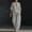 Linen Outfits-106Gray, variant on Two Piece Outfits Womens Linen Deep V-Neck Oversized 3/4 Sleeve Linen Tops and High Waisted Baggy Harem Linen Pants Lightweight Breathable with Pockets Summer Casual Beach Wear Lounge Outfit