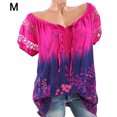 thumbnail image 2 of Qarigey Blusa Camisa de manga corta con estampado Blusa con cuello en V Blusa suelta con estampado de manga corta Top de verano para mujer Prendas para la parte del cuerpo Rosa roja M Qarigey AP001925-34, 2 of 6