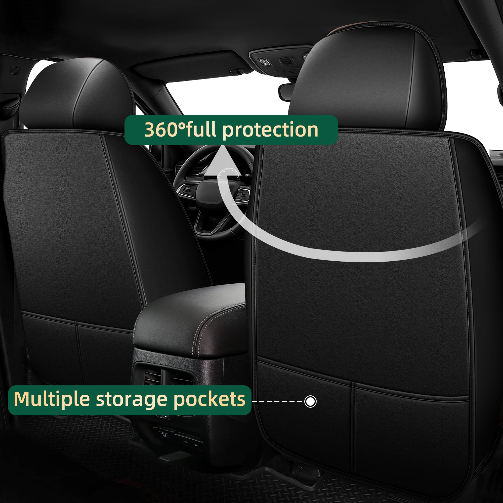 HQBQBUG Car Seat Covers Full Set for Toyota RAV4(Not for Hybrid) 2013-2025 Ice Silk Leather Seat Covers Cushion Breathable Cooling Comfort Easy Installation(Black,2 Row 5 Seat)