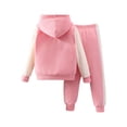 thumbnail image 2 of Nyeemya Toddler Baby Girls Sweatsuits 2 Piece Tracksuits Button-down Hoodie & Sweatpant Jogging Pink 6Y, 2 of 6