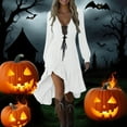 thumbnail image 2 of ZVAVZ Gothic Dress for Women Plus Size Fairy Ruffled Irregular Hem Dress Long Sleeve Lace Up Halloween Dresses Vintage Western Cowgirl Dresses White,S, 2 of 7
